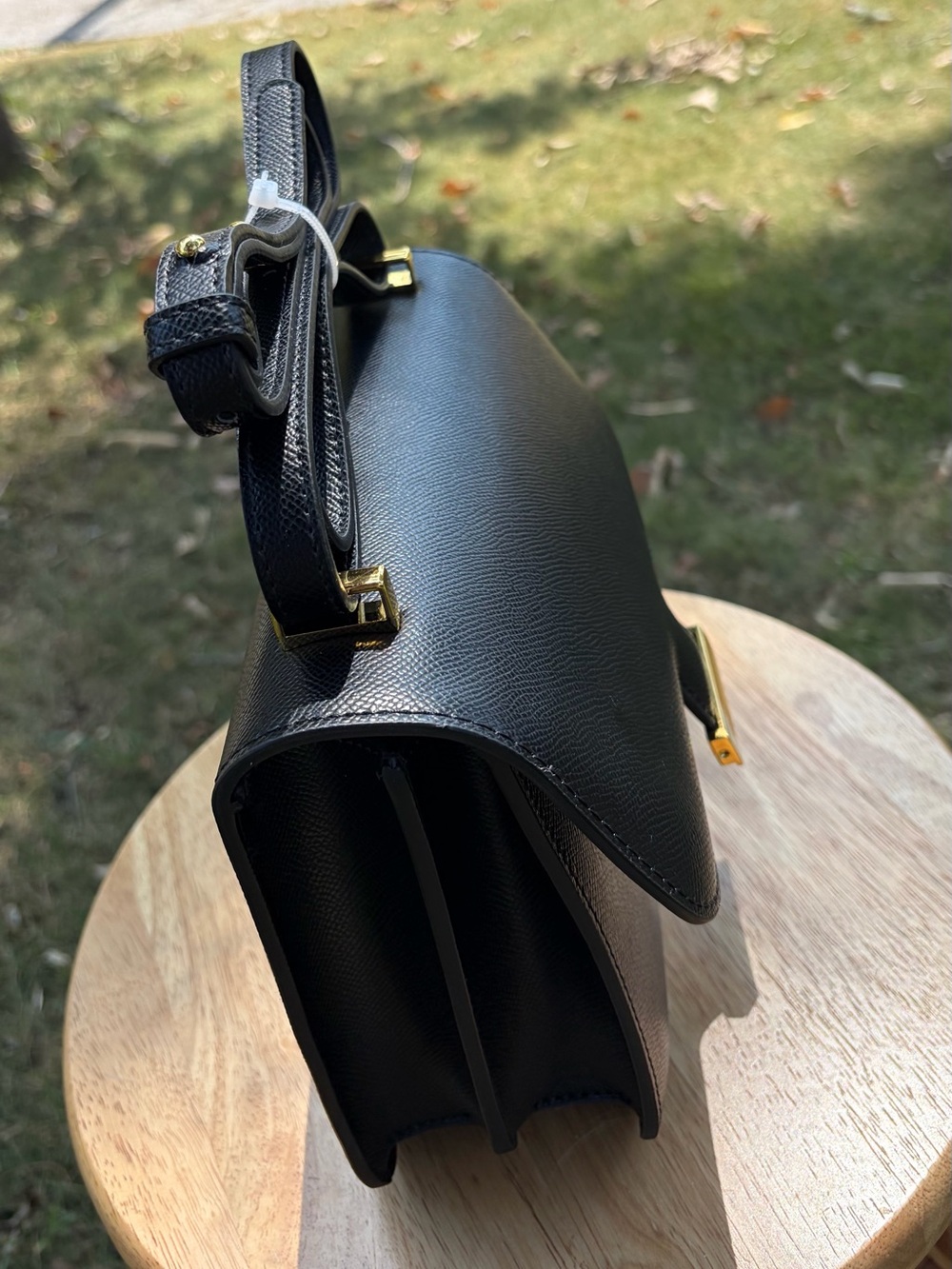 Real Leather Black Shoulder Bag